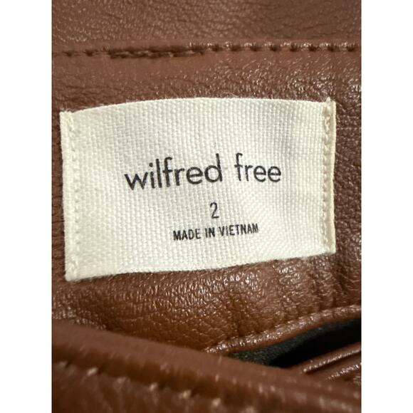 Aritzia Wilfred Free Women's Brown Faux Leather Vegan Carpenter Trousers Pants 2 - Picture 4 of 5